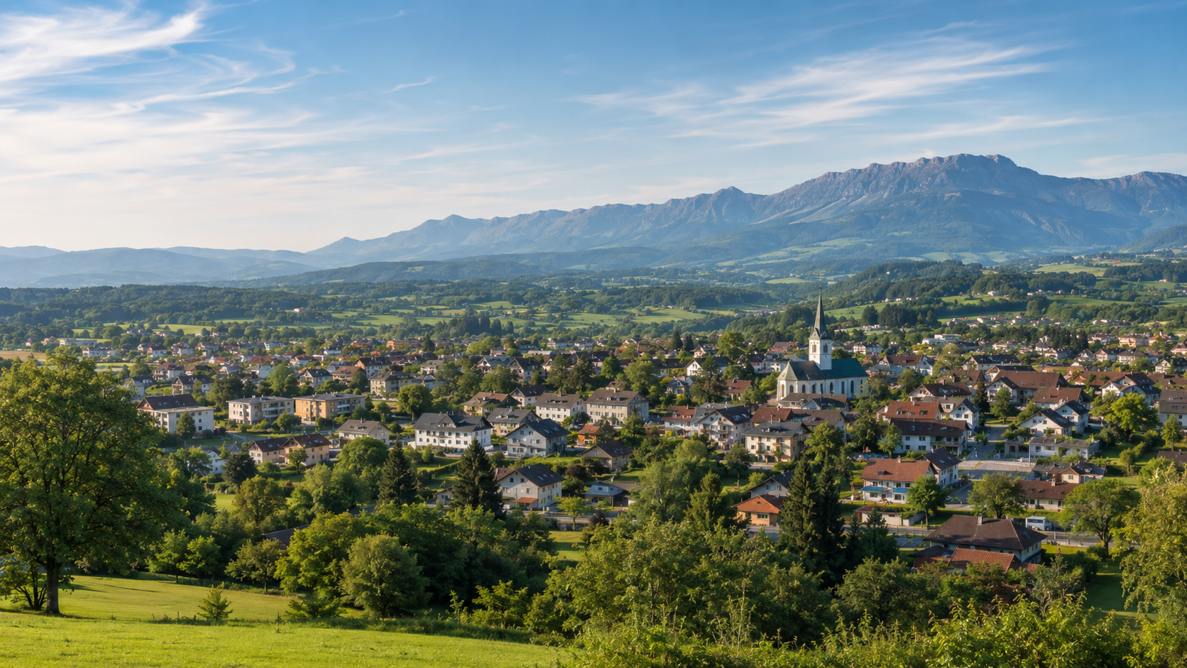 Vue des massifs alpins entourant la Vallée de l'Arve en Haute-Savoie